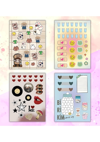 Vintage My Dıy Sticker Book 24 17 Cm 16 Sayfa Özel Tasarım Rengarenk Sticker Kitabı 1
