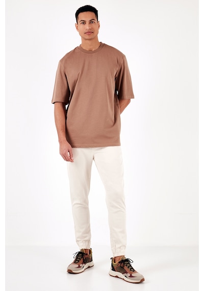 Buratti Pamuklu Oversize Bisiklet Yaka Basic Erkek T Shirt 5902365 Toprak