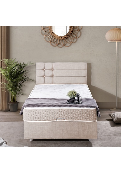 Viyana Tek Kişilik Baza Başlık Comfort Yatak Seti Krem 90 x 190