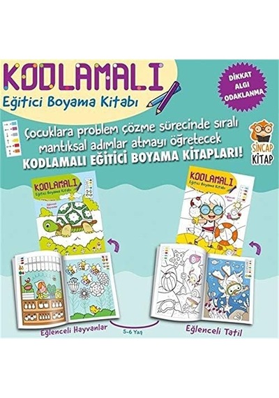 Kodlamalı Eğitici Boyama Kitabı 5-6 Yaş 2 Kitap Takım : 1. Ve 2. Seviye