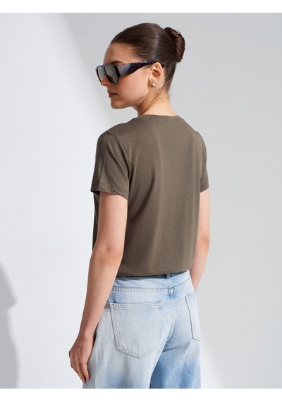 Dilvin 32852 Basic T-shirt-haki