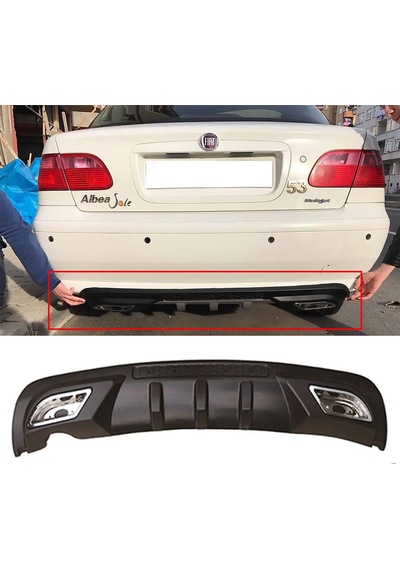 Fiat Albea Difüzör Difizör Siyah + Kare Egzoz Görünüm C Tip Uyumlu