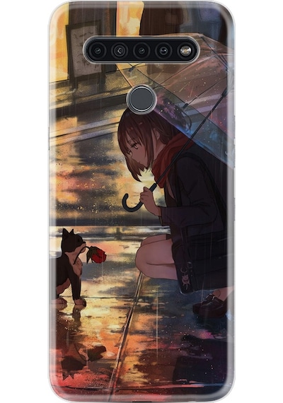 LG Uyumlu K61 Kılıf Desenli Kız Ve Kedi 1762