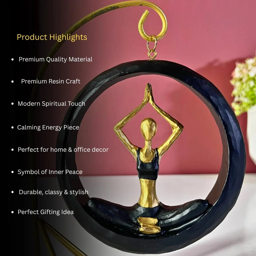 Modern Stil Askılı Sallanan Yoga Yapan Kadın Heykeli 18 Cm Dekoratif Meditasyon Biblo Ev Ofis Süsü B