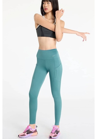 Nike Trainng Go Dri Fit İnfinalock High Rise 7/8 Leggings 6 Cepli Toparlayıcı Yüksek Belli Reflektörlü Antrenman Taytı Mavi Turkuaz