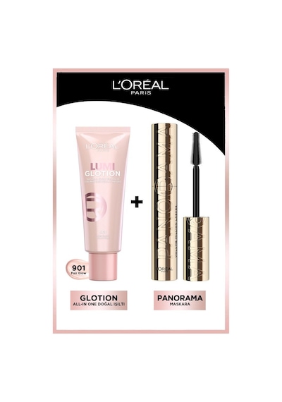 L'Oréal Paris Panorama Maskara + Glotion All-In-One Doğal Işıltı 901 Fair Glow