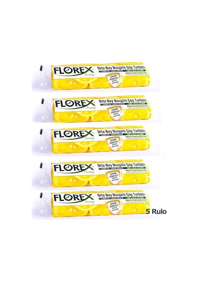 Florex Büzgülü Limon Kokulu Çöp Torbası - 55x60 Cm. - 5 Rulo