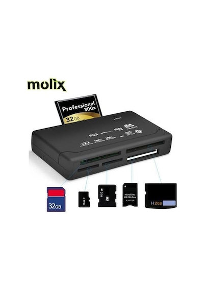 Molix Card Reader Kart Okuyucu Sd-Mmc-Microsd-M2-Xd-Cf Kart Okuma
