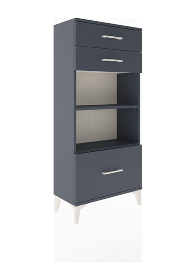Arges Dolap 2 Raflı 3 Çekmeceli 60x30x134 Antrasit-antrasit Antrasit