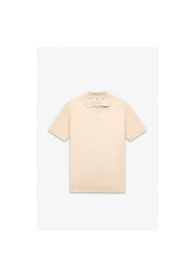 Süvari Bej Regular Düz Nakışlı Pike Düğmeli Polo Yaka Tişört Ts1014000473-bj3
