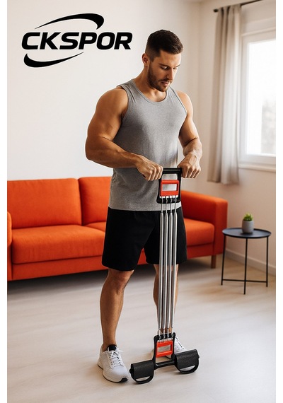 El Ayak Göğüs Yayı 5 Çelik Yaylı Çok Fonksiyonlu Fitness Ve Evde Spor Egzersiz Aleti