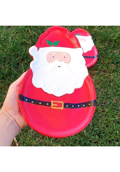 Dafniart Noel Baba Şeklinde Dekor Amaçlı Tabak 21 14 Kırmızı 2 Li Dekor Tabak 21 14 Çok Renkli