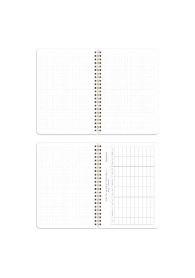 A5 Spiralli Karton Kapak 2'li Set Noktalı Okul Defteri 80 Yaprak, Ders Programlı Leopar Zebra Yıldız Genel