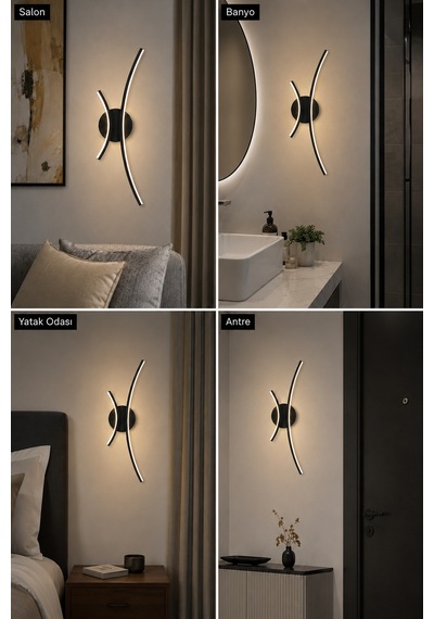 Yumi Modern Led Duvar Apliği Günışığı Siyah