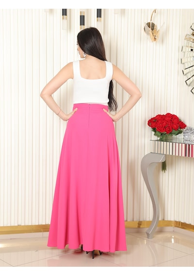 Lovelf Broş Detay Krep Etekli Takım Pembe