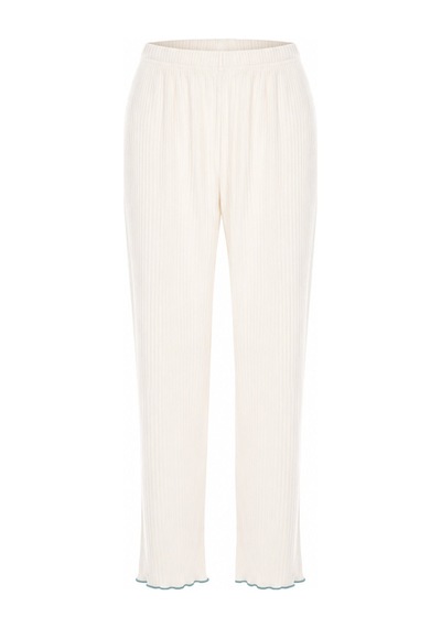 Koza İç Giyim Kadın Soft Touch Fitilli Kalp Detaylı Uzun Kollu Pijama Takımı Kk70640 Mavi