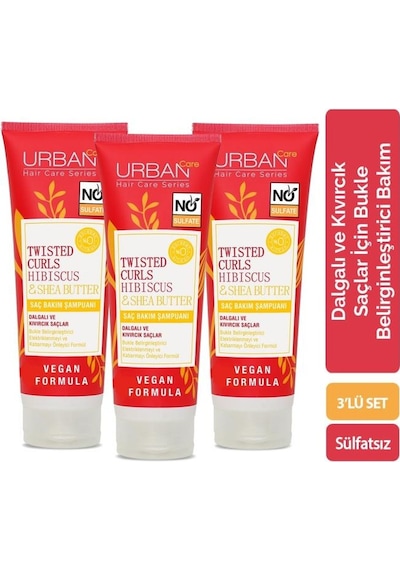 Urban Care Twisted Curl Hibiscus & Shea Butter Saç Bakım Şampuanı 3'Lü Set