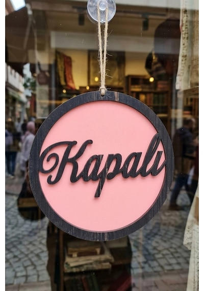 Üç Katlı El Yazılı Modern Açık/kapalı Tabelası - Pembe