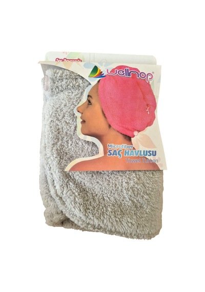 Wellmop Banyo Saç Havlusu Gri