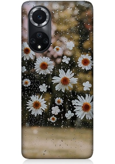 Huawei Nova 9 Uyumlu Yağmur Ve Papatyalar Desenli Silikon Kılıf