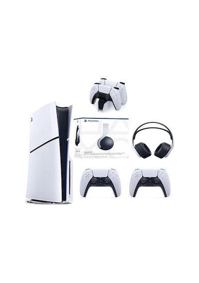 Sony Playstation 5 Slim CD'Lİ Edition + 2 Dualsense + Şarj İstasyonu + 3D Kulaklık Oyun Konsolu (İthalatçı Garantili)