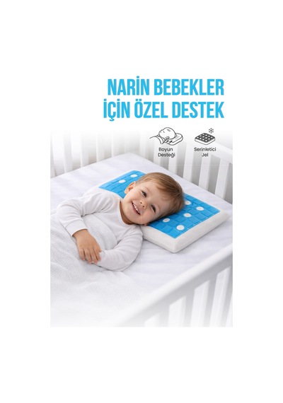 Viscofoam Terletmeyen Ortopedik Hava Kanallı Jelli Visco Bebek Yastığı 43,5 x 29,5 x 8 CM