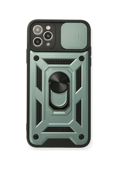 Apple iPhone Uyumlu 11 Pro Kılıf Pars Lens Yüzüklü Silikon - Yeşil Bz8683140164430