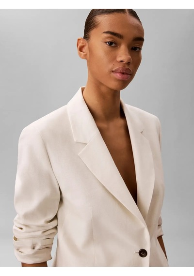 Calvin Klein Lınen Blend Blazer, Yas Krem Kadın Ceket