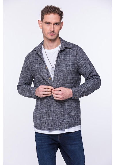 Oversize Oduncu Yumuşak Dokulu %100 Cotton Hediye Kutulu Erkek Gömlek Fs-002168 - Antrasit-1747