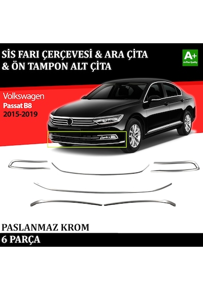 Vw Passat B8 Sis Farı Çerçevesi & Ara Çıtası & Tampon Çitası Krom Takımı 2015 2016 2017 2018 2019