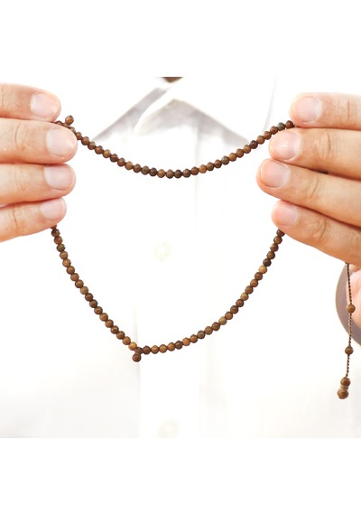Tesbihane Sistemli Küre Kesim Mini Boy Kahverengi 99 Taneli Kuka Namaz Tesbihi