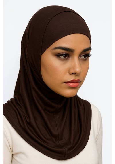 Aldaıyr Hijab 2 Parça Likra Kumaş Koyu Kahverengi