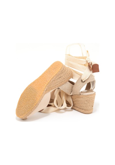 Star Tombis Gerçek Elişi Ipli Espadril Dolgu Topuk Keten Espadril Handmade Bej
