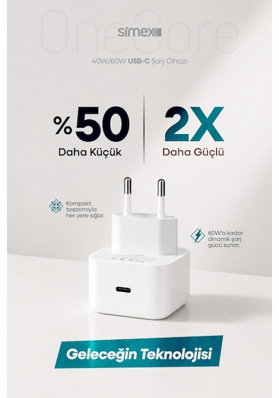 Apple iPhone Uyumlu 17 Pro Max 60w Pd Type-c Hızlı Şarj Adaptörü Dynamic Power 40w Apple iPad Air Şarj Başlığı Aleti