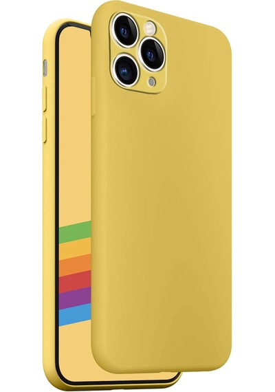 İphone 11 Pro Max İle Uyumlu Kamera Korumalı İçi Yumuşak Kadife Dokulu Şok Emici Tam Koruma Sağlayan Lansman Liquid Silikon Kılıf Sarı