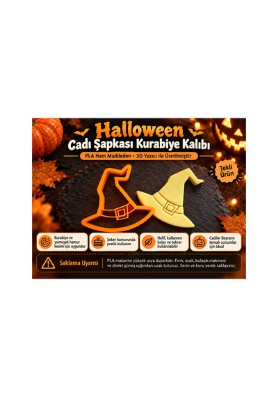 Halloween Cadı Şapkası Kurabiye Kalıbı - Cadılar Bayramı Hamur Kesici Tekli Diğer