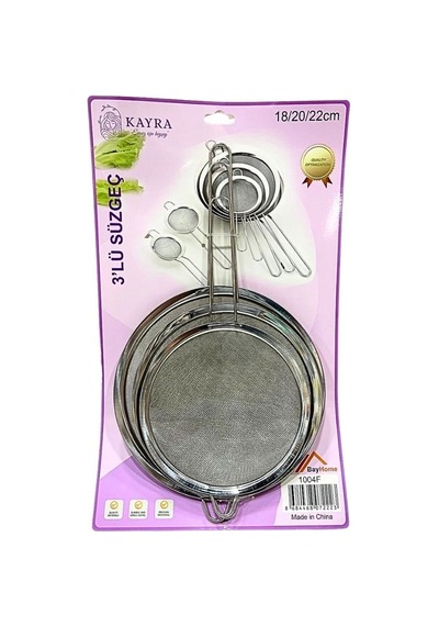 Metal 3'li Süzgeç 18-20-22 Cm 50 x 22