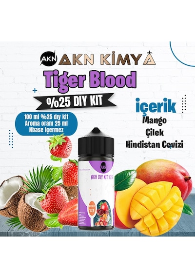 Tiger Blood Yoğun Dıy Kit Mango Çilek Hindistan Cevizi Gıda Aroması %25 Oranda Aroma İçerir Hazır Değildir 100 Ml