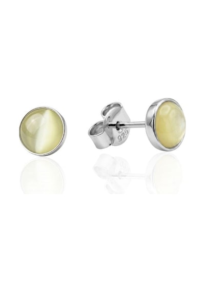 Oya Silver Yuvarlak Sarı Renkli Sedef Gümüş Küpe 6mm Oyok372