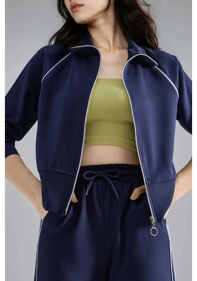 Fiolin Modal Dokulu Fermuarlı Sweatshirt & Pantolon İkili Takım Lacivert Fiolin Modal Dokulu Fermuarlı Sweatshirt & Pantolon İkili Takım Lacivert