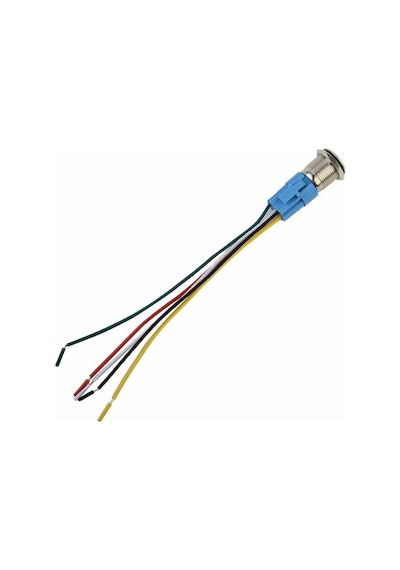 16mm Ledli Kablolu Push Tip Metal Button 12V 16mm 1NO 1NC SPDT On Off Su Geçirmez Paslanmaz Çelik