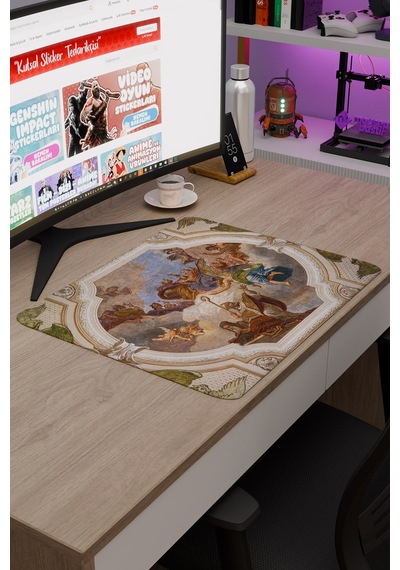 Ortaçağ Sanat Kaymaz Dikişli Kauçuk Oyuncu Mousepad V5 - 48x40 Xl Gaming Mouse Pad Fare Altlığı