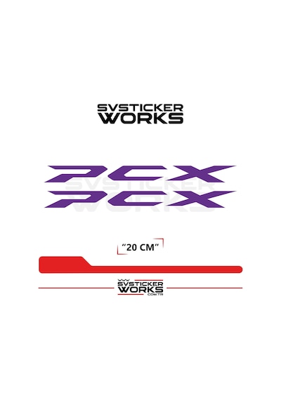 Honda Pcx Uyumlu Sticker Yazı Yüksek Kalite Özel Kesim Folyo 2'li Set Mor