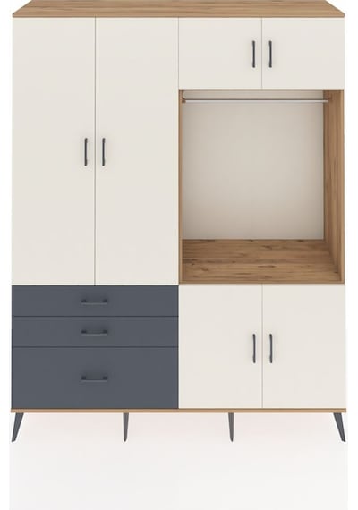Hyperion Gardrop 7 Raflı 3 Çekmeceli Tek Askılı 176x44x221 Çam-aytaşı/antrasit Aytaşı/antrasit Hyperion Gardrop 7 Raflı 3 Çekmeceli Tek Askılı 176x44x221 Çam-aytaşı/antrasit Aytaşı/antrasit
