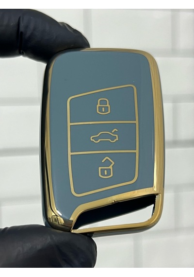 Volkswagen Arteon Passat Smart Uyumlu Anahtar Kılıfı Gri - Gold