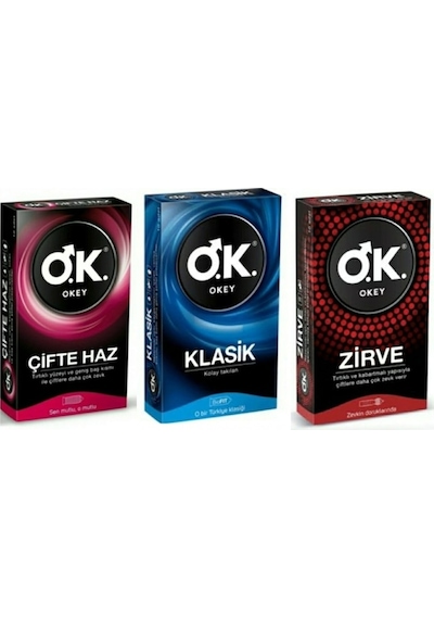 OKEY PREZERVATIF 10 LU ZIRVE+KLASIK+CIFTE HAZ KARMA SET