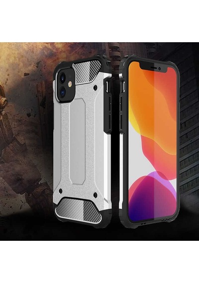 Noktaks - Apple Uyumlu iPhone 12 Mini - Kılıf Çift Katman Zırh Tank Crash Military Kapak - Gri
