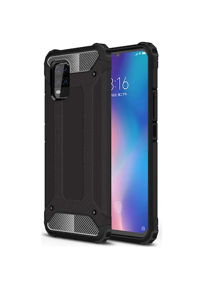 Kilifone - Xiaomi Uyumlu Mi 10 Lite - Kılıf Çift Katman Zırh Tank Crash Military Kapak - Siyah