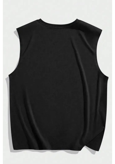 Tarz Cool Erkek Oversize Bisiklet Yaka Baskılı T-shirt Siyah