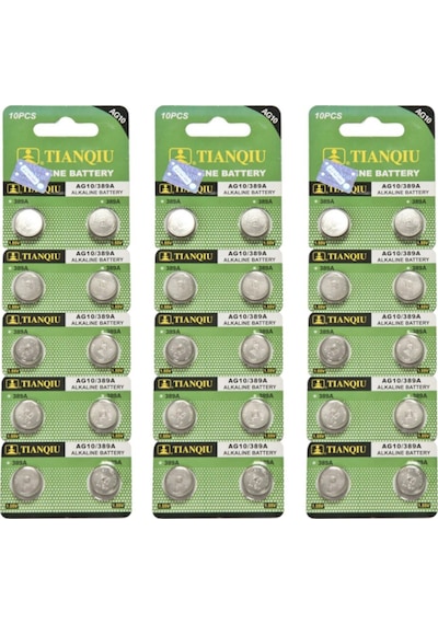 Tianqiu AG10 LR1130 389A Alkalin Düğme Pil 10 x 3'lü